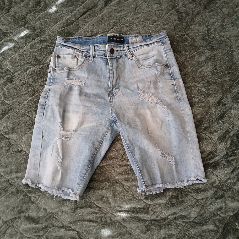Aeropostale Light Blue Cut-Off Denim Shorts